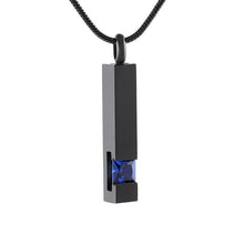Load image into Gallery viewer, Black Cremation Urn Necklace Column With Gemstone