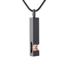 Load image into Gallery viewer, Black Cremation Urn Necklace Column With Gemstone