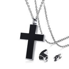 Load image into Gallery viewer, Black Cross Cremation Urn Necklace
