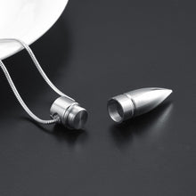Load image into Gallery viewer, Bullet Shaped Cremation Urn Necklace