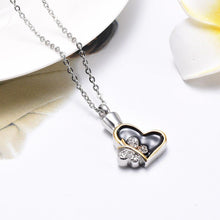 Load image into Gallery viewer, Butterfly &amp; Heart Cremation Urn Necklace With Rhinestones