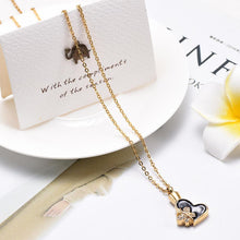 Load image into Gallery viewer, Butterfly &amp; Heart Cremation Urn Necklace With Rhinestones