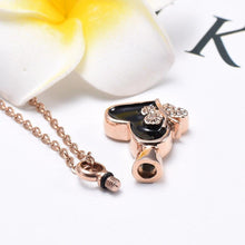Load image into Gallery viewer, Butterfly &amp; Heart Cremation Urn Necklace With Rhinestones