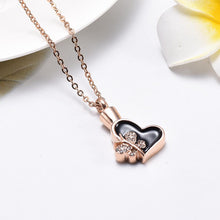 Load image into Gallery viewer, Butterfly &amp; Heart Cremation Urn Necklace With Rhinestones