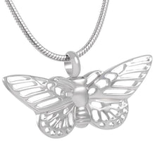Load image into Gallery viewer, Butterfly Shaped Cremation Urn Necklace