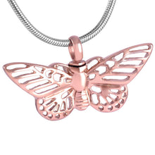 Load image into Gallery viewer, Butterfly Shaped Cremation Urn Necklace