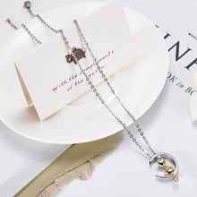 Load image into Gallery viewer, Cat &amp; Crescent Moon Cremation Urn Necklace