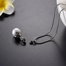 Load image into Gallery viewer, Crystal Flower &amp; Pearl Cremation Urn Necklace With Rhinestones