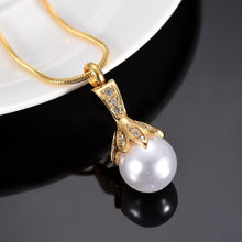 Load image into Gallery viewer, Crystal Flower &amp; Pearl Cremation Urn Necklace With Rhinestones