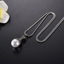 Load image into Gallery viewer, Crystal Flower &amp; Pearl Cremation Urn Necklace With Rhinestones
