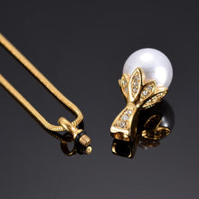 Load image into Gallery viewer, Crystal Flower &amp; Pearl Cremation Urn Necklace With Rhinestones