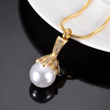 Load image into Gallery viewer, Crystal Flower &amp; Pearl Cremation Urn Necklace With Rhinestones