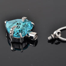 Load image into Gallery viewer, Crystal Heart Pendant Pet Cremation Urn Necklace Etched "My Best Friend"