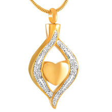 Load image into Gallery viewer, Crystal Teardrop With Heart Cremation Urn Necklace With Rhinestones