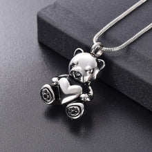 Load image into Gallery viewer, Cute Teddy Bear With Heart Cremation Urn Necklace