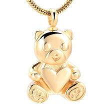 Load image into Gallery viewer, Cute Teddy Bear With Heart Cremation Urn Necklace