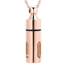 Load image into Gallery viewer, Cylinder Cremation Urn Necklace With Glass Vial