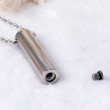 Load image into Gallery viewer, Cylinder Cremation Urn Necklace With Paw Prints