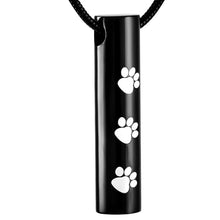Load image into Gallery viewer, Cylinder Cremation Urn Necklace With Paw Prints