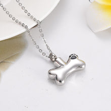 Load image into Gallery viewer, Dog Bone With Paw Print Cremation Urn Necklace