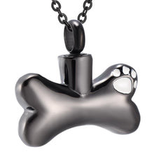 Load image into Gallery viewer, Dog Bone With Paw Print Cremation Urn Necklace