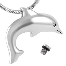 Load image into Gallery viewer, Dolphin Shaped Cremation Urn Necklace