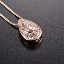 Load image into Gallery viewer, Dove Peace Teardrop Cremation Urn Necklace