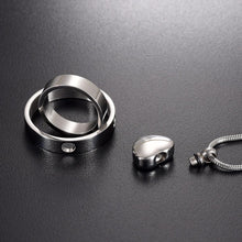 Load image into Gallery viewer, Dual Circle Around Heart Cremation Urn Necklace