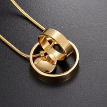 Load image into Gallery viewer, Dual Circle Around Heart Cremation Urn Necklace