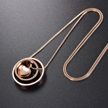 Load image into Gallery viewer, Dual Circle Around Heart Cremation Urn Necklace