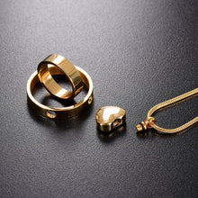Load image into Gallery viewer, Dual Circle Around Heart Cremation Urn Necklace
