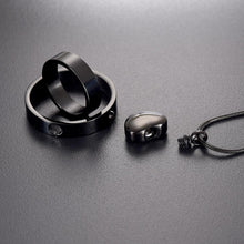 Load image into Gallery viewer, Dual Circle Around Heart Cremation Urn Necklace