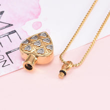 Load image into Gallery viewer, Gold Heart Shaped Cremation Urn Necklace With Silver Hearts