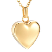 Load image into Gallery viewer, Gold/Silver Highly Polished Heart Cremation Urn Necklace