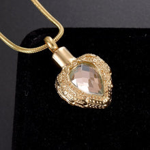 Load image into Gallery viewer, Golden Angel Wings Heart Cremation Urn Necklace With Gemstone