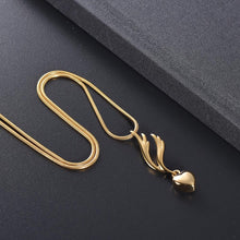 Load image into Gallery viewer, Heart &amp; Angel Wing Cremation Urn Necklace