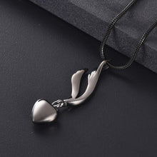 Load image into Gallery viewer, Heart &amp; Angel Wing Cremation Urn Necklace