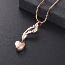 Load image into Gallery viewer, Heart &amp; Angel Wing Cremation Urn Necklace