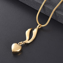 Load image into Gallery viewer, Heart &amp; Angel Wing Cremation Urn Necklace