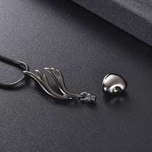 Load image into Gallery viewer, Heart &amp; Angel Wing Cremation Urn Necklace