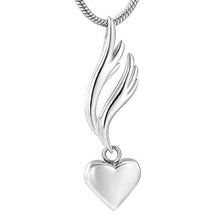 Load image into Gallery viewer, Heart &amp; Angel Wing Cremation Urn Necklace
