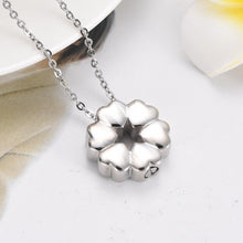 Load image into Gallery viewer, Heart Flower Cremation Urn Necklace