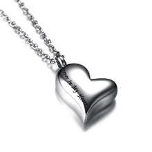 Load image into Gallery viewer, Heart Shaped Cremation Urn Necklace Engraved With "Forever In My Heart"