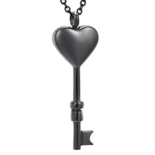 Load image into Gallery viewer, Heart Shaped Key Cremation Urn Necklace