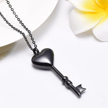 Load image into Gallery viewer, Heart Shaped Key Cremation Urn Necklace