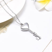 Load image into Gallery viewer, Heart Shaped Key Cremation Urn Necklace