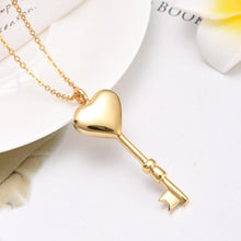 Load image into Gallery viewer, Heart Shaped Key Cremation Urn Necklace