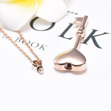 Load image into Gallery viewer, Heart Shaped Key Cremation Urn Necklace
