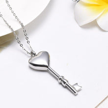 Load image into Gallery viewer, Heart Shaped Key Cremation Urn Necklace