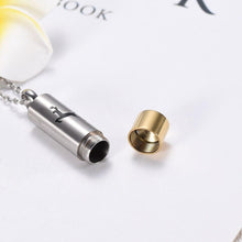 Load image into Gallery viewer, Hunter Silver &amp; Gold Shotgun Shell Cylinder Cremation Urn Necklace With A Deer